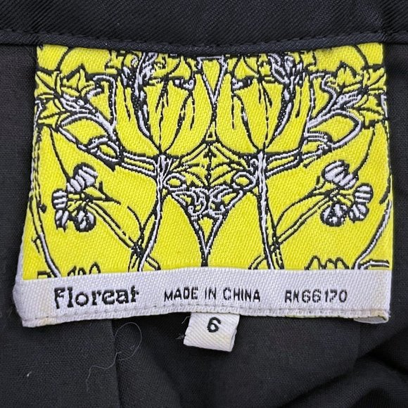 Floreat Anthropologie Size 6 Black Pleated Short Sleeve Scoop Neck Dress - Picture 4 of 6